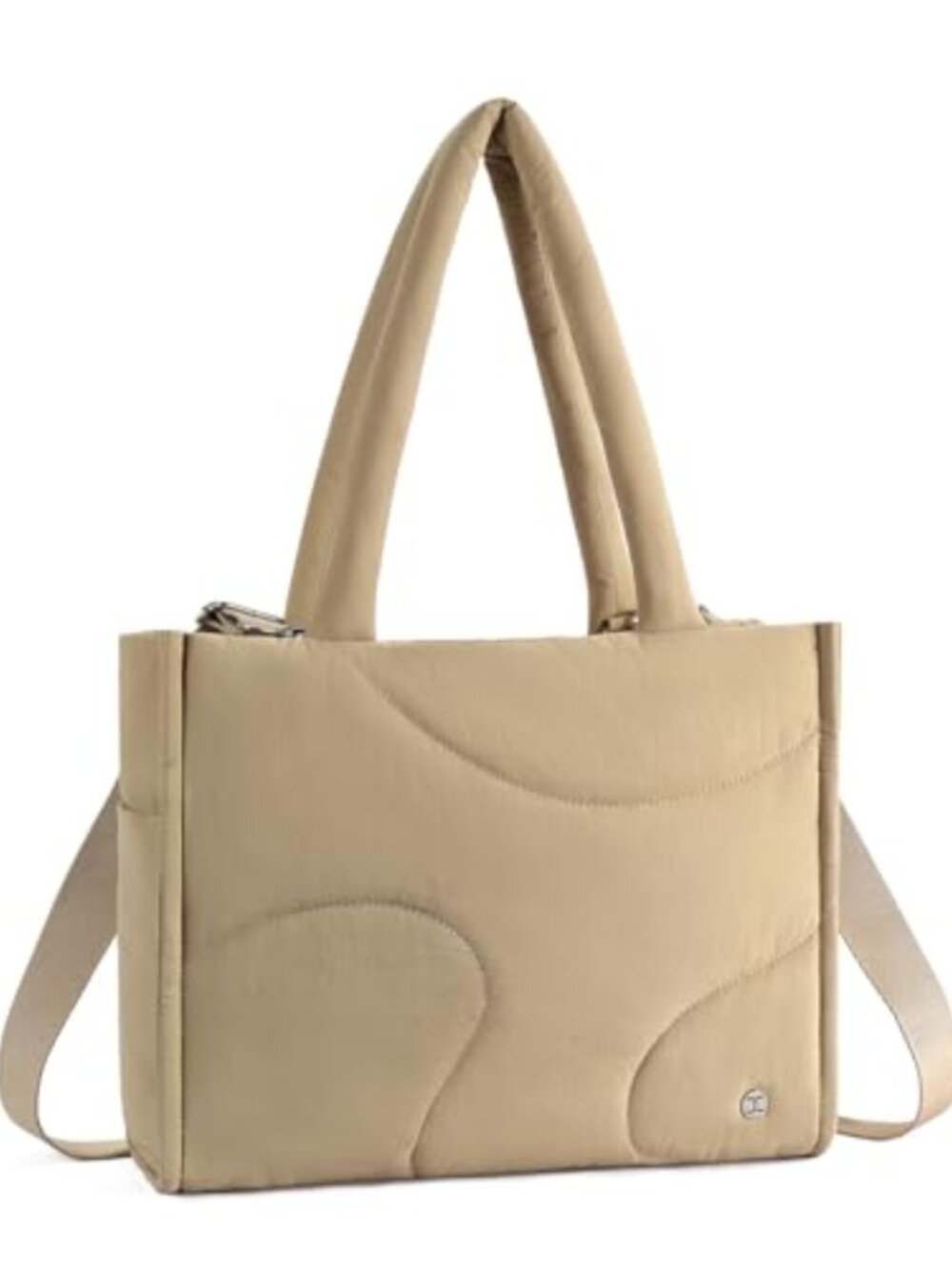 Quilted Puffer Tote Bag for Women – Lightweight Nylon Laptop Handbag with